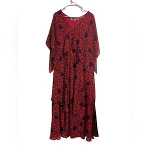 Pink and Black V-Neck Resort Maxi Dress